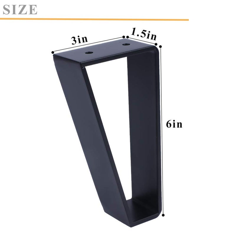 Osring 6 Inch Trapezoid Furniture Legs 4pcs, Solid Steel Furniture Hairpin Leg for Side Table, TV Stand and Cabinet, Black - Image 2